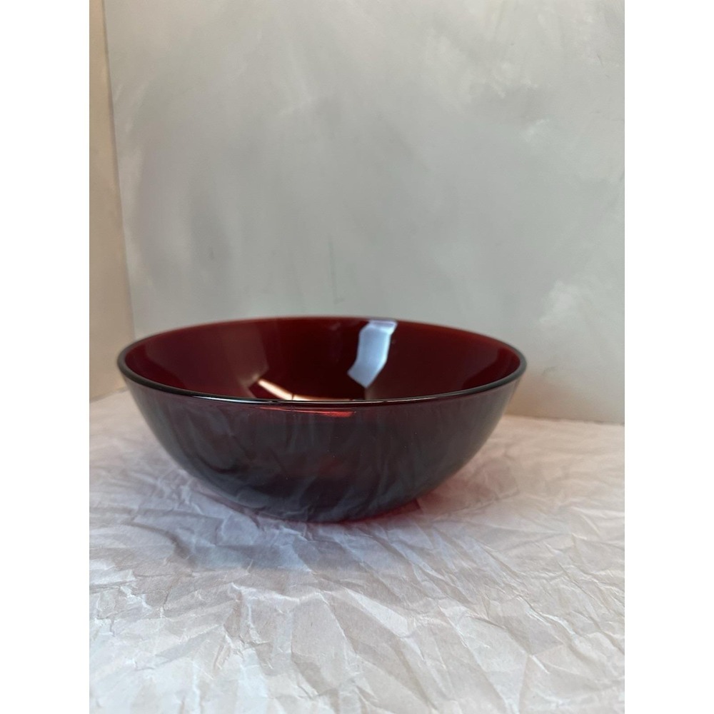 Vintage Anchor Hocking Royal Ruby Red 8.5" Round Glass Serving Bowl 3" Tall